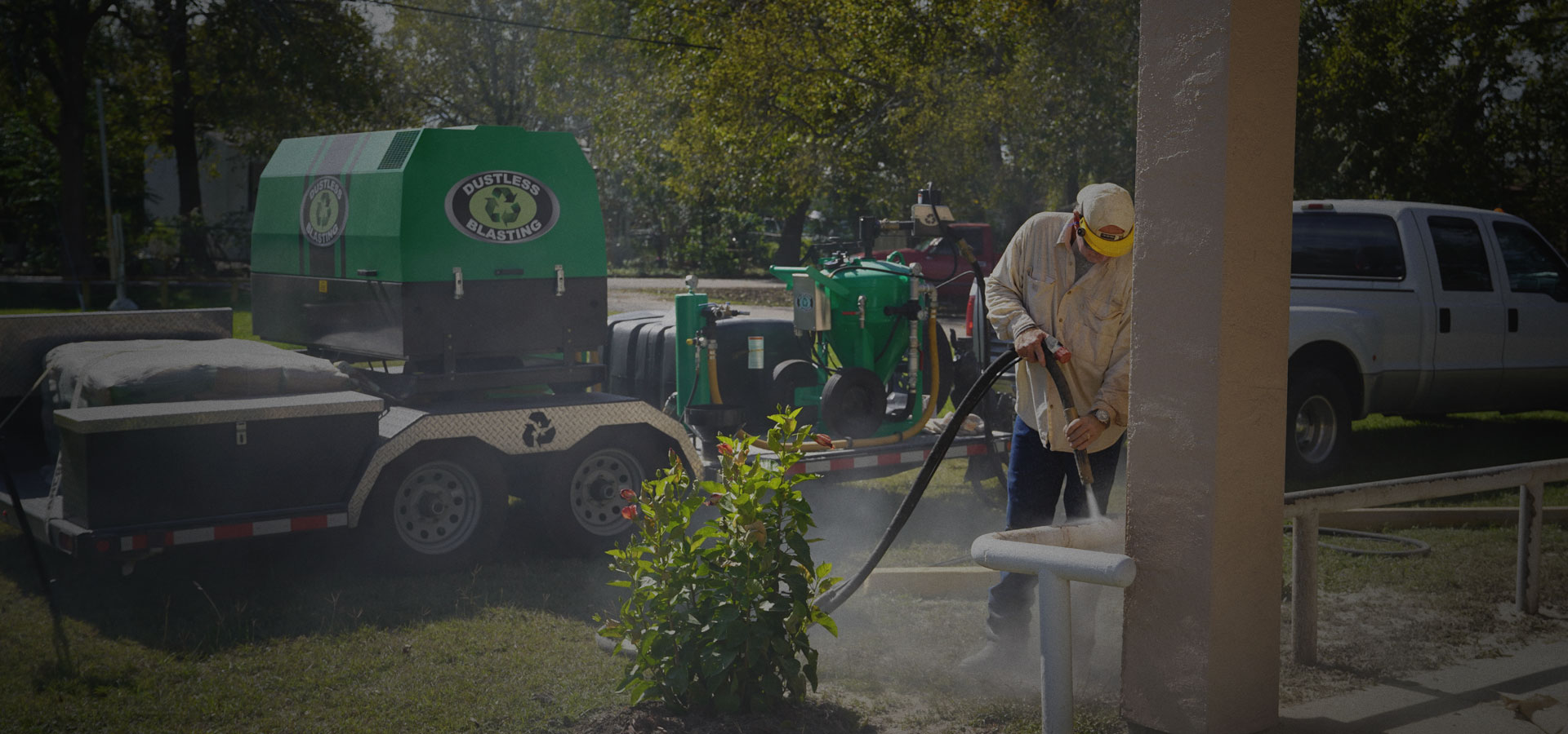 Blast-Off Dustless Mobile crew dustless blasting on location